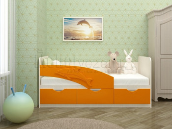 Дельфин-3 Кровать детская 3 ящика без ручек 1.6 Оранжевый глянец в Сосновоборске - sosnovoborsk.mebel54.com | фото