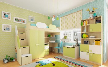 Детская комната Эппл (Зеленый/Белый/корпус Клен) в Сосновоборске - sosnovoborsk.mebel54.com | фото