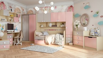 Детская комната Грэйси (Розовый/Серый/корпус Клен) в Сосновоборске - sosnovoborsk.mebel54.com | фото