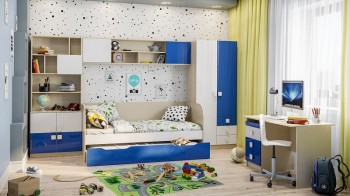 Детская комната Скай Люкс (Синий/Белый/корпус Клен) в Сосновоборске - sosnovoborsk.mebel54.com | фото