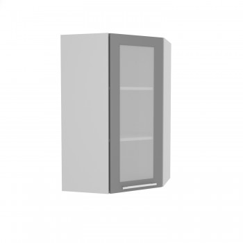 Гарда ВПУС 550 шкаф верхний угловой со стеклом высокий (Белый Эмалит/корпус Серый) в Сосновоборске - sosnovoborsk.mebel54.com | фото