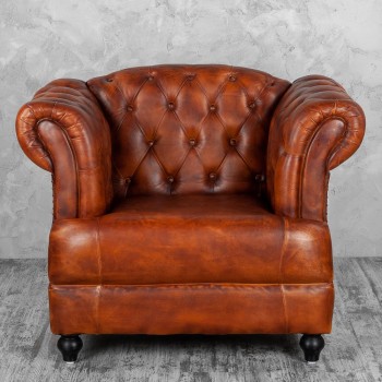 Кресло кожаное Лофт Честер-Нью (Коричневый, Рыжий) в Сосновоборске - sosnovoborsk.mebel54.com | фото