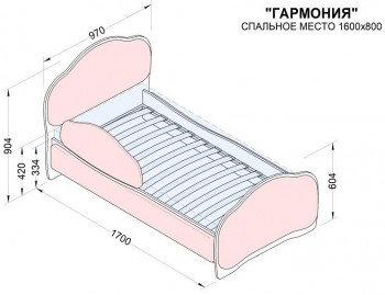 Кровать 160 Гармония 31 Светло-сиреневый (мягкий бортик) в Сосновоборске - sosnovoborsk.mebel54.com | фото