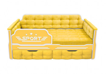 Кровать 160 серии Спорт 2 ящика 74 Жёлтый (мягкие боковые накладки) в Сосновоборске - sosnovoborsk.mebel54.com | фото