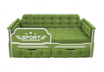 Кровать 160 серии Спорт 2 ящика 76 Зелёный (мягкие боковые накладки) в Сосновоборске - sosnovoborsk.mebel54.com | фото