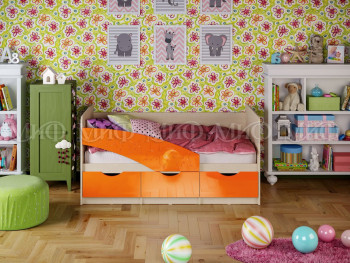 Кровать Бабочки 1,6м (Оранжевый металлик) в Сосновоборске - sosnovoborsk.mebel54.com | фото