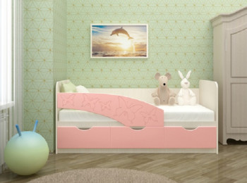 Кровать Бабочки 1,6м (Розовый металлик) в Сосновоборске - sosnovoborsk.mebel54.com | фото