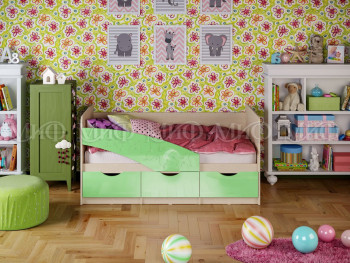 Кровать Бабочки 1,6м (Салатовый металлик) в Сосновоборске - sosnovoborsk.mebel54.com | фото