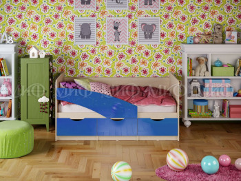 Кровать Бабочки 1,6м (Синий металлик) в Сосновоборске - sosnovoborsk.mebel54.com | фото