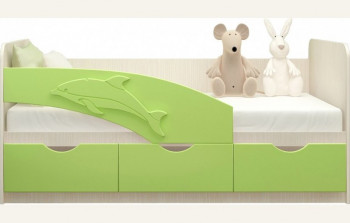 Кровать детская 1,6м Дельфин (Салатовый металлик) в Сосновоборске - sosnovoborsk.mebel54.com | фото