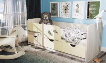 Кровать детская Минима Лего 1,86м с ящиками (дуб атланта/крем) в Сосновоборске - sosnovoborsk.mebel54.com | фото