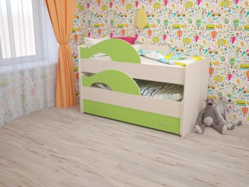 Кровать детская Радуга 1600 Млечный дуб/Салатовый в Сосновоборске - sosnovoborsk.mebel54.com | фото