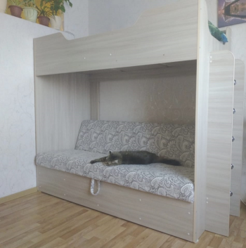 Кровать двухъярусная с диваном (Беленый дуб) в Сосновоборске - sosnovoborsk.mebel54.com | фото