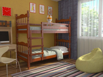 Кровать двухъярусная Соня из массива сосны 800*1890 Орех в Сосновоборске - sosnovoborsk.mebel54.com | фото