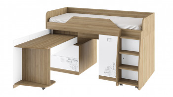 Кровать комбинированная «Оксфорд» (Ривьера/Белый с рисунком) в Сосновоборске - sosnovoborsk.mebel54.com | фото