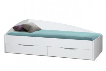 Кровать одинарная "Фея - 3" (асимметричная) (2000х900) New/(белый / белый / ДВПО белый) в Сосновоборске - sosnovoborsk.mebel54.com | фото