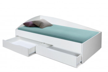 Кровать одинарная "Фея - 3" (асимметричная) (2000х900) New/(белый / белый / ДВПО белый) в Сосновоборске - sosnovoborsk.mebel54.com | фото