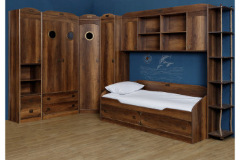 Кровать с 2-мя ящиками «Навигатор» (Дуб Каньон) в Сосновоборске - sosnovoborsk.mebel54.com | фото