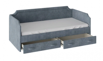 Кровать с мягкой обивкой и ящиками «Кантри» Тип 1 (900) (Замша синяя) в Сосновоборске - sosnovoborsk.mebel54.com | фото