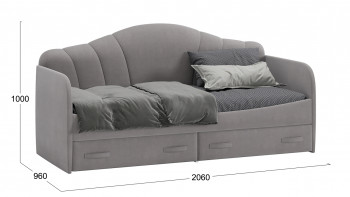 Кровать с мягкой спинкой и ящиками «Сабрина» 900 Светло-серый в Сосновоборске - sosnovoborsk.mebel54.com | фото