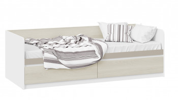 Кровать «Сканди» с 2 ящиками Дуб Гарден/Белый/Глиняный серый в Сосновоборске - sosnovoborsk.mebel54.com | фото