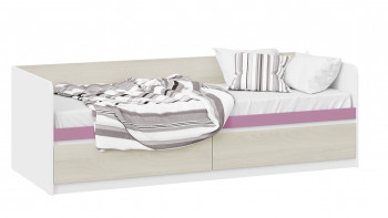 Кровать «Сканди» с 2 ящиками Дуб Гарден/Белый/Лиловый в Сосновоборске - sosnovoborsk.mebel54.com | фото