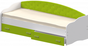 Кровать Софа-7 с мягкой спинкой (800х1900) Белый/Лайм в Сосновоборске - sosnovoborsk.mebel54.com | фото