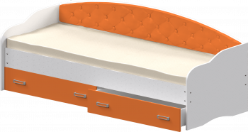 Кровать Софа-7 с мягкой спинкой (800х1900) Белый/Оранжевый в Сосновоборске - sosnovoborsk.mebel54.com | фото