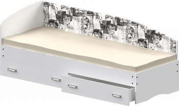 Кровать Софа-9 с мягкой спинкой с рисунком Милана (900х1900) Белый в Сосновоборске - sosnovoborsk.mebel54.com | фото