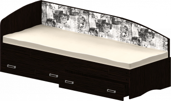 Кровать Софа-9 с мягкой спинкой с рисунком Милана (900х1900) Венге в Сосновоборске - sosnovoborsk.mebel54.com | фото