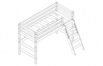 Кровать Соня вариант 6 полувысокая с наклонной лестницей Лаванда в Сосновоборске - sosnovoborsk.mebel54.com | фото