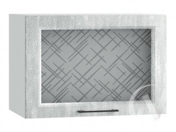 Либерти Шкаф верхний горизонтальный со стеклом ШВГС 609 (Холст грей/корпус белый) в Сосновоборске - sosnovoborsk.mebel54.com | фото