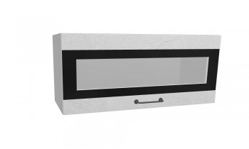 Лофт ПГСФ 800 шкаф верхний горизонтальный со стеклом и фотопечатью (Штукатурка белая/корпус Серый) в Сосновоборске - sosnovoborsk.mebel54.com | фото