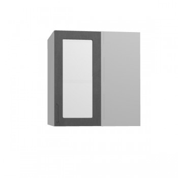 Лофт ПУС 650 шкаф верхний угловой со стеклом (Бетон темный/корпус Серый) в Сосновоборске - sosnovoborsk.mebel54.com | фото