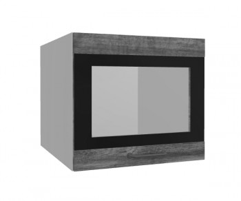 Лофт ВПГСФ 500 шкаф верхний горизонтальный со стеклом высокий с фотопечатью (Дуб бурый/корпус Серый) в Сосновоборске - sosnovoborsk.mebel54.com | фото