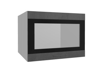 Лофт ВПГСФ 600 шкаф верхний горизонтальный со стеклом высокий с фотопечатью (Бетон темный/корпус Серый) в Сосновоборске - sosnovoborsk.mebel54.com | фото