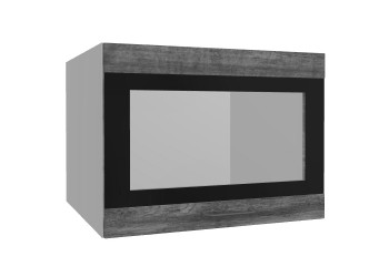 Лофт ВПГСФ 600 шкаф верхний горизонтальный со стеклом высокий с фотопечатью (Дуб бурый/корпус Серый) в Сосновоборске - sosnovoborsk.mebel54.com | фото