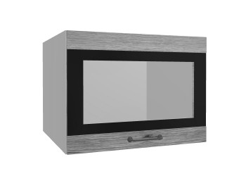 Лофт ВПГСФ 600 шкаф верхний горизонтальный со стеклом высокий с фотопечатью (Дуб майский/корпус Серый) в Сосновоборске - sosnovoborsk.mebel54.com | фото