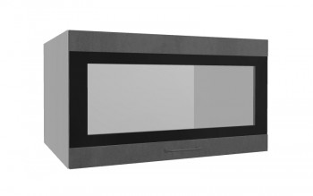 Лофт ВПГСФ 800 шкаф верхний горизонтальный со стеклом высокий с фотопечатью (Бетон темный/корпус Серый) в Сосновоборске - sosnovoborsk.mebel54.com | фото
