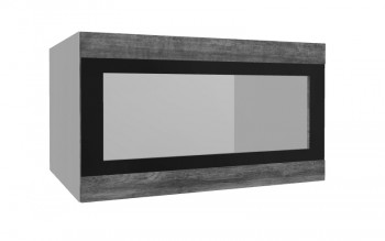 Лофт ВПГСФ 800 шкаф верхний горизонтальный со стеклом высокий с фотопечатью (Дуб бурый/корпус Серый) в Сосновоборске - sosnovoborsk.mebel54.com | фото