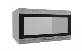 Лофт ВПГСФ 800 шкаф верхний горизонтальный со стеклом высокий с фотопечатью (Дуб майский/корпус Серый) в Сосновоборске - sosnovoborsk.mebel54.com | фото