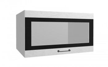 Лофт ВПГСФ 800 шкаф верхний горизонтальный со стеклом высокий с фотопечатью (Штукатурка белая/корпус Серый) в Сосновоборске - sosnovoborsk.mebel54.com | фото