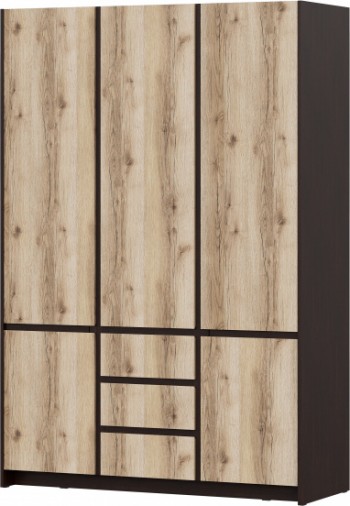 Модульная система "Прага" Шкаф для одежды трехстворчатый Дуб Венге/Дуб Делано в Сосновоборске - sosnovoborsk.mebel54.com | фото