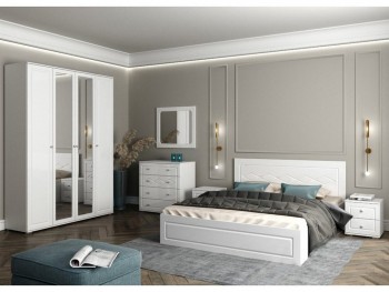 Модульная спальня Барселона (Белый/Белый глянец) в Сосновоборске - sosnovoborsk.mebel54.com | фото