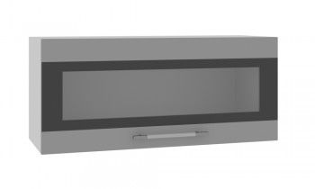 Норд ШВГС 800 Шкаф верхний горизонтальный со стеклом (Софт черный/корпус Белый) в Сосновоборске - sosnovoborsk.mebel54.com | фото