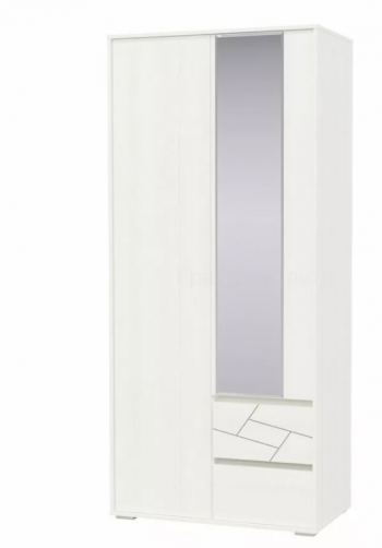 Шкаф 2-х дверный с ящиками Аделина 1000 Рамух белый в Сосновоборске - sosnovoborsk.mebel54.com | фото