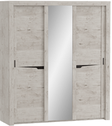 Шкаф трехдверный Соренто с раздвижными дверями Дуб бонифаций/Кофе структурный матовый в Сосновоборске - sosnovoborsk.mebel54.com | фото