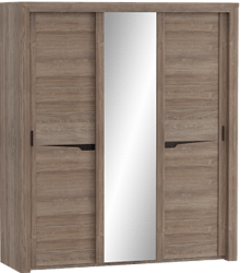 Шкаф трехдверный Соренто с раздвижными дверями Дуб стирлинг/Кофе структурный матовый в Сосновоборске - sosnovoborsk.mebel54.com | фото