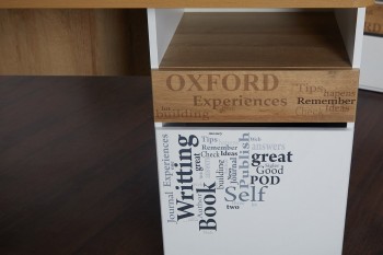 Стол с ящиками «Оксфорд» (Ривьера/Белый с рисунком) в Сосновоборске - sosnovoborsk.mebel54.com | фото